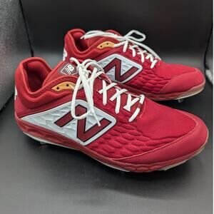 New Balance Baseball Cleats Mens 16 Fresh Foam Shoes Red Metal Athletic Sports